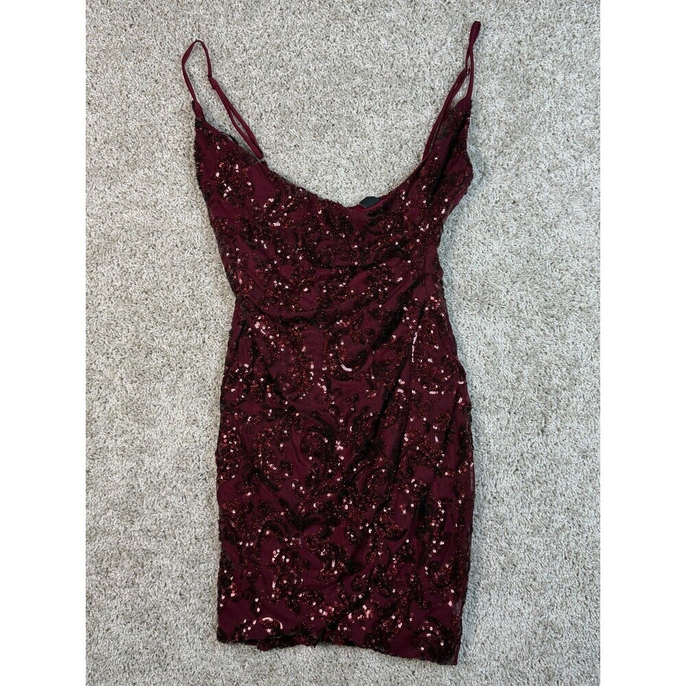 Windsor Burgundy Sequin Mini Dress Size Small Party Cocktail Evening Dress